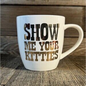 Show Me Your Kitties Mug With Cat Drawing Inside And Cute Cat Ears On The Back